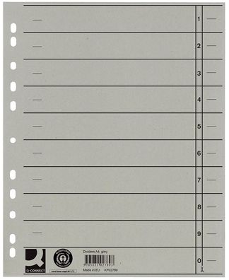 Q-Connect® KF02789 Trennblätter durchgefärbt - A4 Überbreite, grau, 100 Stück