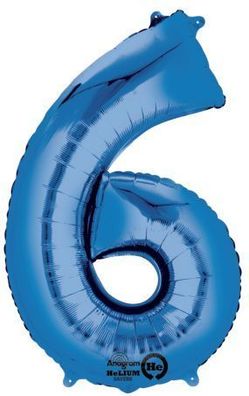 amscan® 2828801 Folienballon XXL Zahl 6 - blau