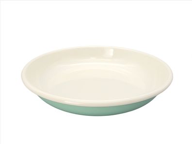 Emaille Suppenteller, tiefer Teller, XL Servierschale, Creme Mint 24 cm