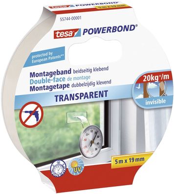 tesa Powerbond Montageband, transparent, 19 mm x 5,0 m