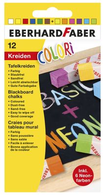 Eberhard Faber 526012 Wandtafelkreide Colori Neon + Basic - 12 Farben sortiert