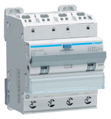 1St. Hager ADM416QC Fehlerstrom-Leitungsschutzschalter 4P 6kA B-16A 30mA A Typ QC/QB