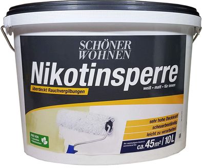 10L Schöner Wohnen Nikotinsperre, Weiß, Matt