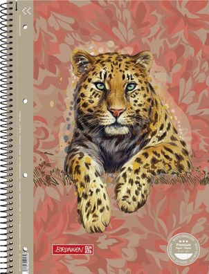 Brunnen 1067927221 Collegeblock Premium „Leopard“ Safari World, A4, 80 Blatt,