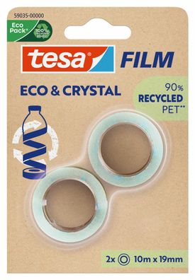 tesa® 59035-00000-00 Klebefilm PET Eco & Crystal - 19mm x 10m, klar, 2 Rollen