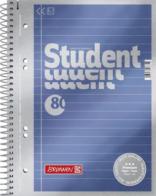 Brunnen 1067151 Collegeblock Student Premium A5 liniert, mit Randlinie innen Deckb