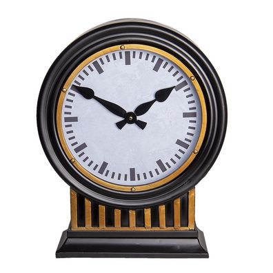 Clayre & Eef Stehende Uhr 37x45 cm Schwarz Metall (Gr. 37x13x45 cm / 1xAA)