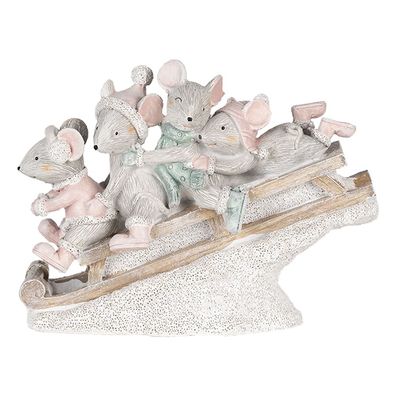 Clayre & Eef Figur Maus 15x5x11 cm Grau Polyresin Maus (Gr. 15x5x11 cm)