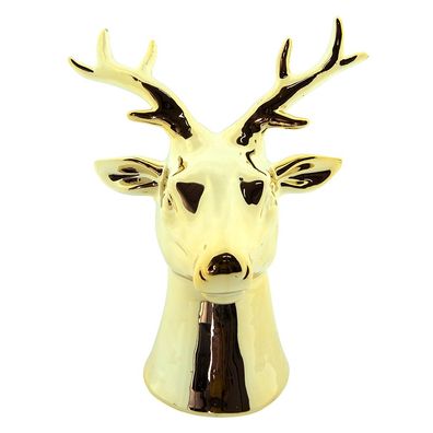 Clayre & Eef Figur Hirsch 19 cm Goldfarbig Porzellan (Gr. 15x12x19 cm)