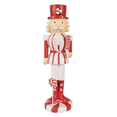 Clayre & Eef Weihnachtsdekorationsfigur Nussknacker 23 cm Rot Weiß Polyresin