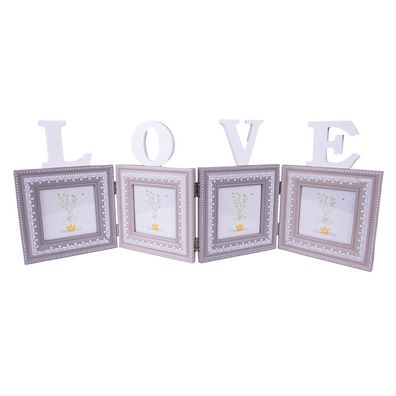 Clayre & Eef Bilderrahmen 10x10 cm Grau Weiß MDF Rechteck Love