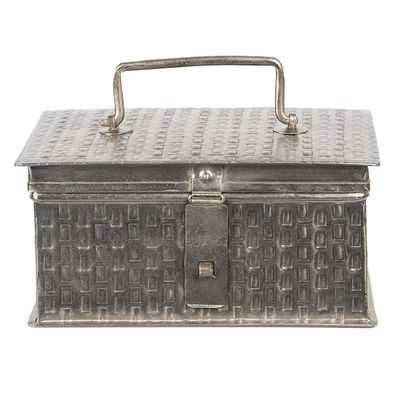 Clayre & Eef Aufbewahrungsbox 21x14x11 cm Silberfarbig Eisen Rechteck