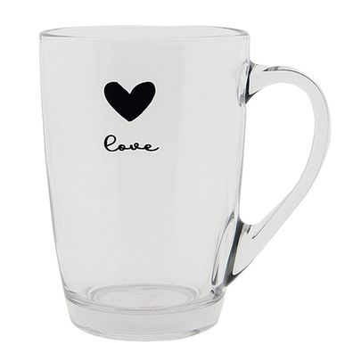 Clayre & Eef Teeglas 300 ml Glas Herz Love (Gr. 11x8x11 cm / 300 ml)