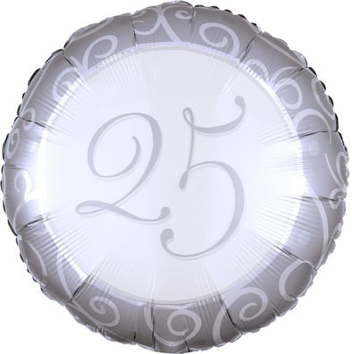 amscan® 1105675 Folienballon Silberhochzeit 25 - Ø 43 cm