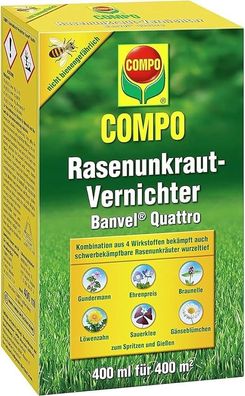 COMPO Rasenunkrautvernichter Banvel Quattro - Unkrautvernichter für den Rasen 400 ml