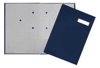 Pagna® 24052 22 Unterschriftsbuch - 5 Fächer, Karton mit Stoffeinband, blau