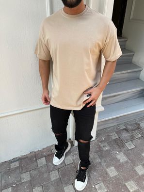 Oversize Herren Kurzarm T-Shirt Weiter Auschnitt Extra Lang Rundhals Herrenshirt