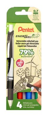 Pentel® BL77E-4 Liquid Gel-Tintenroller EnerGel Eco - 0,35 mm, 4er Set sortiert