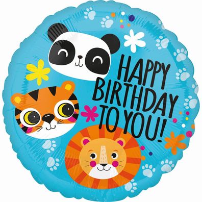 amscan® 4122201 Folienballon Löwe Tiger Panda - Ø 45 cm