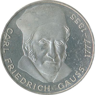 BRD 5 DM 1977 J Carl Friedrich Gauss Silber*