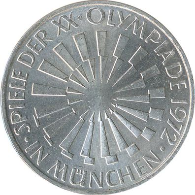 BRD 10 DM 1972 D Olympische Spiele J. 401b Silber*