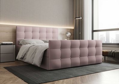 FURNIX Polsterbett KLONI 160x200 Boxspringbett mit Bettkasten CO14 Rosa