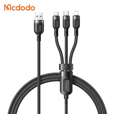 Mcdodo 65W 3in1 Nylon geflochten Ladegerät Kabel 6A Micro USB TYP-C iOS Anschluss