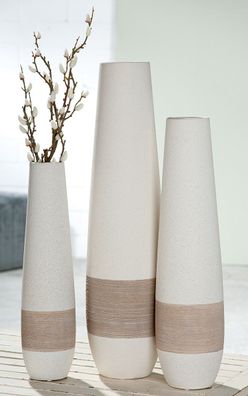 Gilde Bodenvase "Olbia" Keramik braun, creme 28746