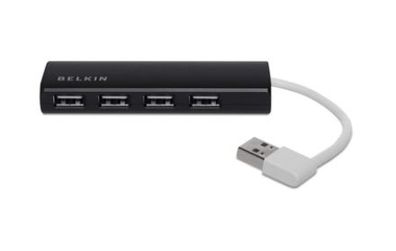 Belkin F4U042BT Belkin ultraflacher 4-Port Slim Travel-Hub passiv schw. F4U042BT