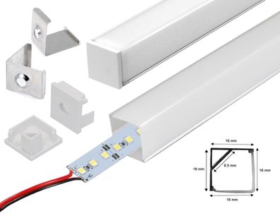 LED Aluprofil Aluminium Profil Alu Schiene Leiste Winkelprofil Eckprofil inkl