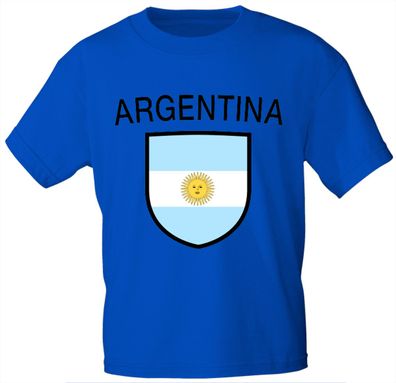 Kinder T-Shirt mit Print - Argentina Argentinien - 76014 royalblau Gr. 152/164