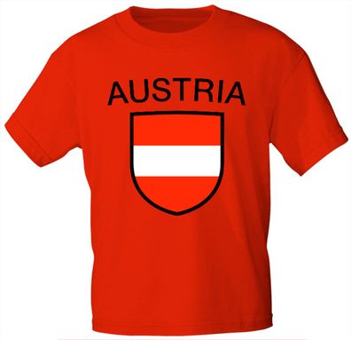 Kinder T-Shirt mit Print - Austria Österreich - 76004 rot - Gr. 152/164