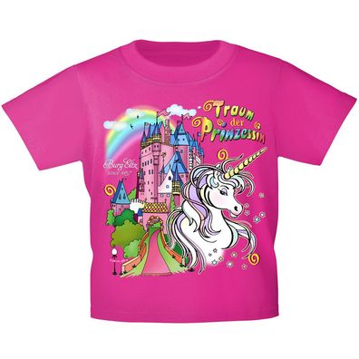 Kinder T-Shirt mit Print - Einhorn Schloß Zauber - 12430 versch. Farben Gr. 110-164