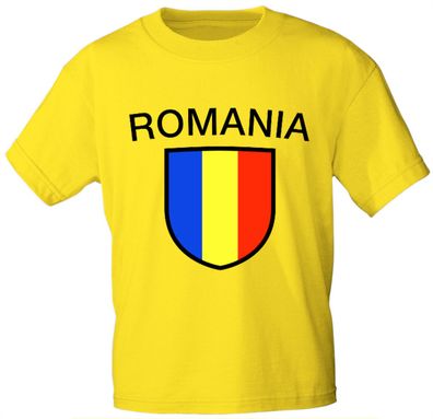Kinder T-Shirt mit Print - Romania Rumänien - K76134 - gelb - Gr. 152/164