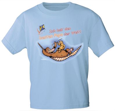 Kinder T-Shirt mit Print - Ich hab den besten Papa der Welt - 08225 - hellblau - Gr