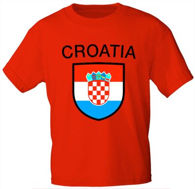 Kinder T-Shirt mit Print - Kroatien - 76087 - rot - Gr. 86-164