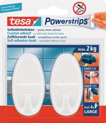 Deko Hak. Powerstrips® Hak. LARGE 58013 Gr.L (70x37 mm) ov. weiß