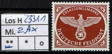 Los H23311: Deutsches Reich Feldpost Mi. 2 Ax * *