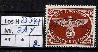 Los H23314: Deutsches Reich Feldpost Mi. 2 Ay, gest