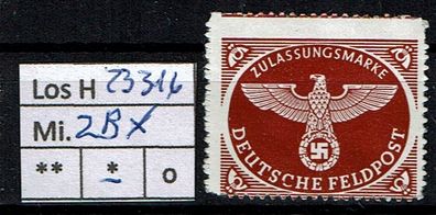 Los H23316: Deutsches Reich Feldpost Mi. 2 Bx *