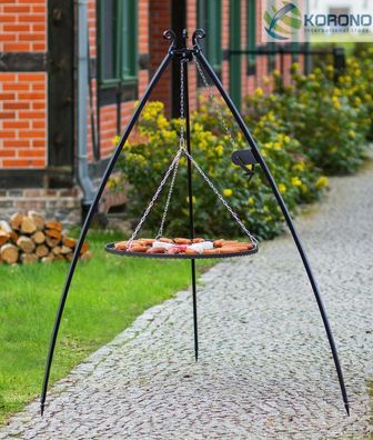 Dreibein Schwenkgrill Gartengrill Holzkohlegrill m. Kurbel Rost 80 Edelstahl