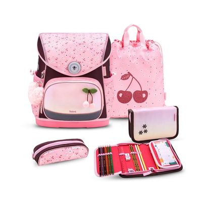 Belmil Compact Plus Premium Schulranzen Set 4-teilig "Cherry Blossom"