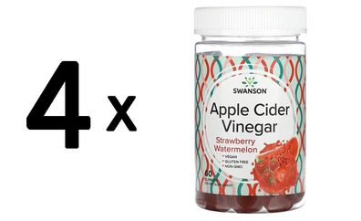 4 x Apple Cider Vinegar Gummies, Strawberry Watermelon - 60 gummies