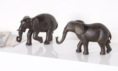 GILDE Figur, Elefant, Kunstharz, braun, , 2 Stück wie abgebildet, B. 26 cm 59474