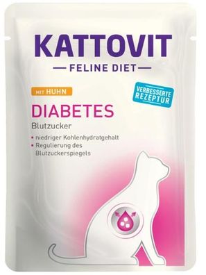 Kattovit ¦ Feline Diet - Diabetes/Gewicht - Huhn - 24 x 85g ¦ nasses Katzenfutter