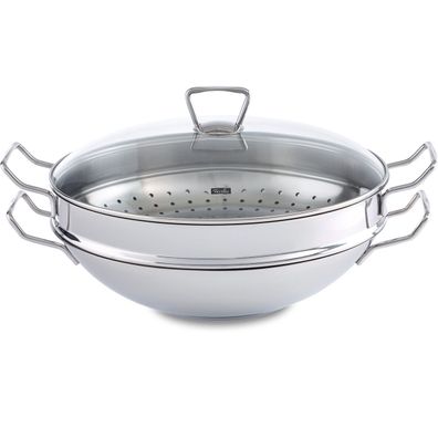 Fissler Nanjing Wok mit Glasdeckel und Dämpfeinsatz 36 cm 006-833-35-001/0