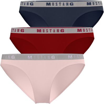 Mustang Unterwäsche Unterhose Damen Slip Baumwolle 3er Pack