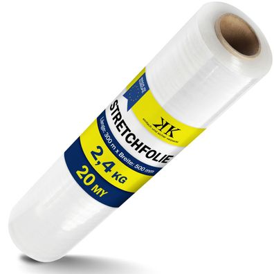 1 Rolle Stretchfolie Palettenfolie Wickelfolie 20 my 500mm x 300m transparent