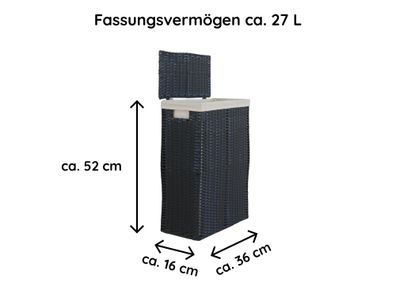 B-Ware Nischenwäschekorb aus Kunststoff-Geflecht grau mit Stoffeinsatz Wäschebox