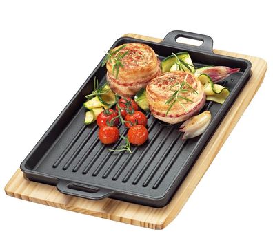 Küchenprofi Grill-/Servierplatte eckig mit Holzbrett 305351026